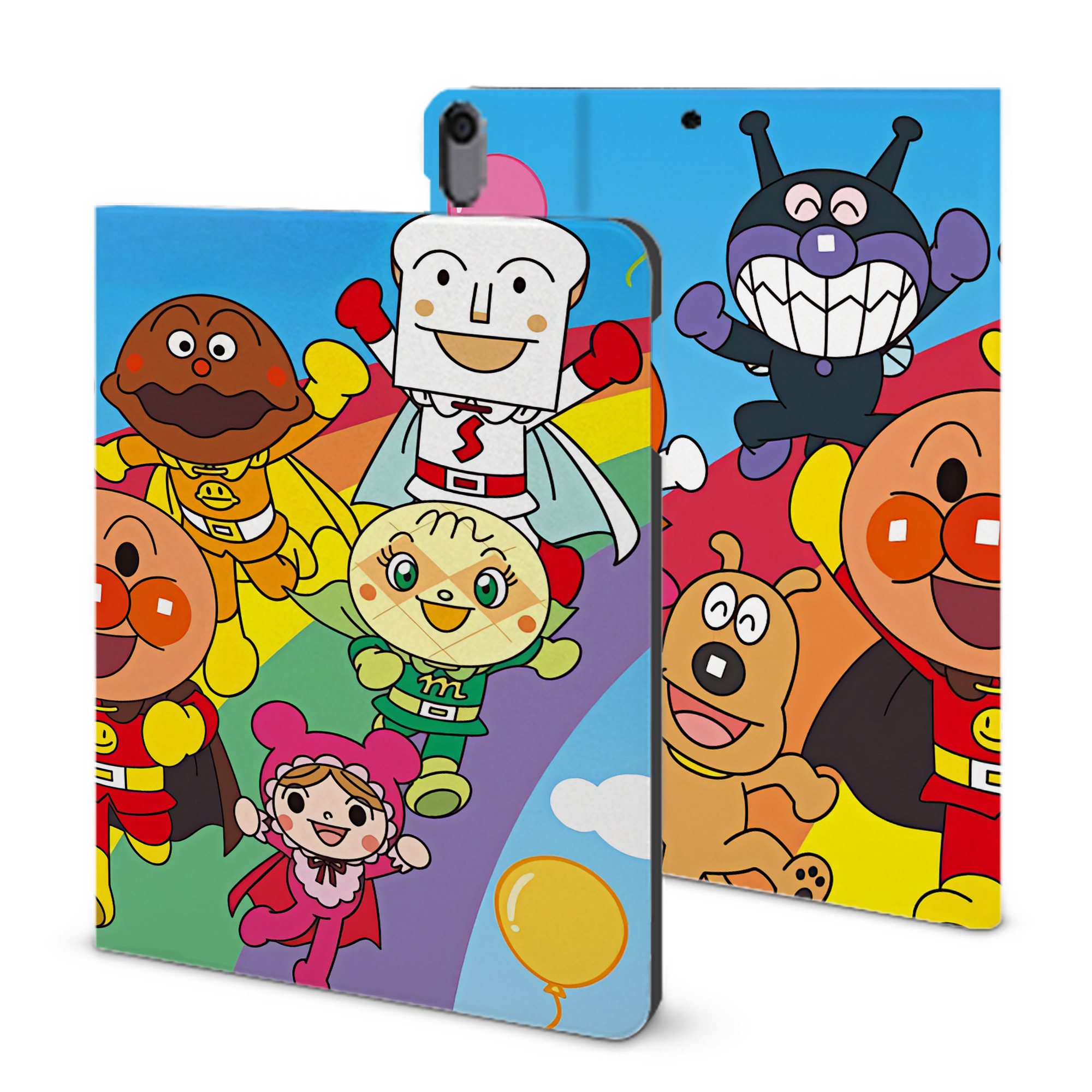 （画像用） アンパンマン Anpanman IPad ケース ブック型 PUレザー TPU 耐衝撃 軽量 薄型 ペン収納なし 全面保護 IPad 各モデル対応
